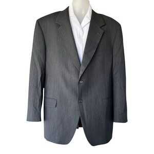 Vintage Botany 500 Men’s Blazer Jacket Sports Coat Stretch Gray Pinstripe 46L